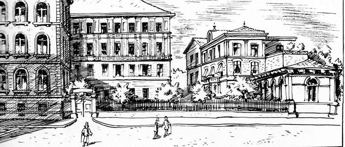 Die Woehlerschule in der Junghofstraße im Jahr 1871. Foto: Archiv der Wöhlerschule